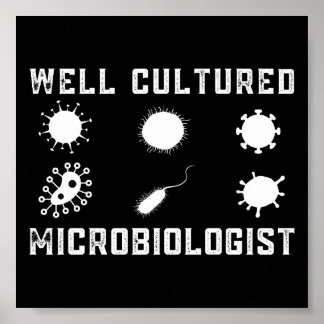 Funny Microbiology Well Cultured Microbiologist  Poster