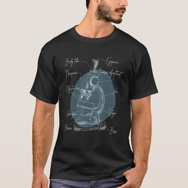 Funny Microscope Anatomy Nerd Science Lab Microbio T-Shirt (Front)