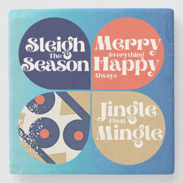Funny Mid Century Modern Holiday Drink Coaster (Front)
