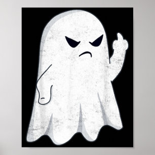 Funny Middle Finger Ghost Halloween Costume Men Poster