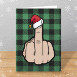 Funny Middle Finger Santa Hat Folded Christmas Holiday Card<br><div class="desc">A pretty self explanatory greeting card for the holiday season. Both text boxes on the interior are template style,  and can be personalised easily as needed. The greeting current;y reads "Merry Whatever.."</div>
