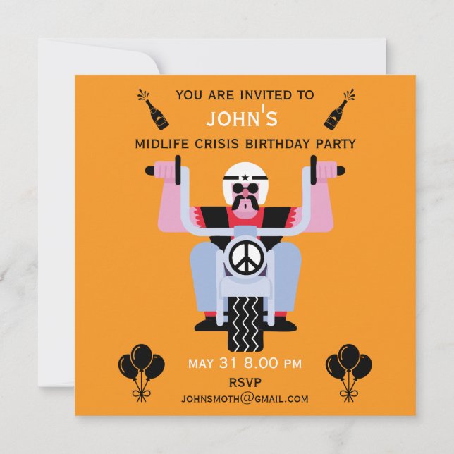 Funny Midlife Crisis Birthday Party (Front)