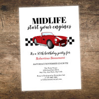 Funny Midlife Vintage Red Car 50th Birthday