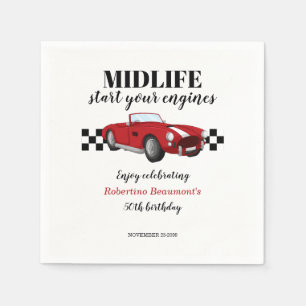 Funny Midlife Vintage Red Car 50th Birthday Napkin