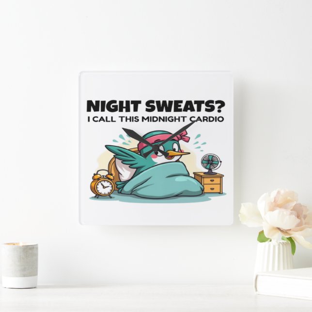Funny Midnight Cardio Square Wall Clock (Home)