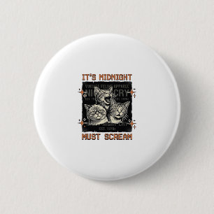 Funny Midnight Screaming Cats Vintage Shirt Design 6 Cm Round Badge