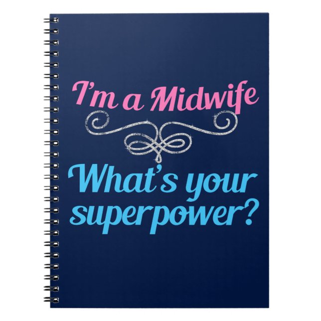 Funny Midwife Superhero Notebook (Front)