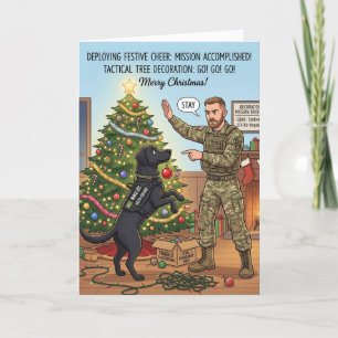 Funny Military Black Lab Christmas Holiday Card