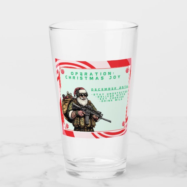 Funny Military/Christmas Santa Glass (Front)