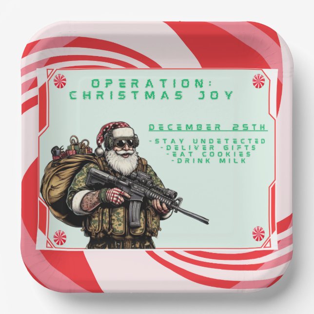 Funny Military/Christmas Santa Paper Plate (Front)