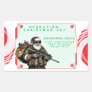 Funny Military/Christmas Santa Rectangular Sticker