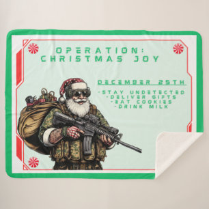 Funny Military/Christmas Santa Sherpa Blanket