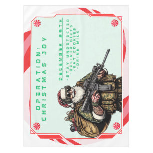 Funny Military/Christmas Santa Tablecloth