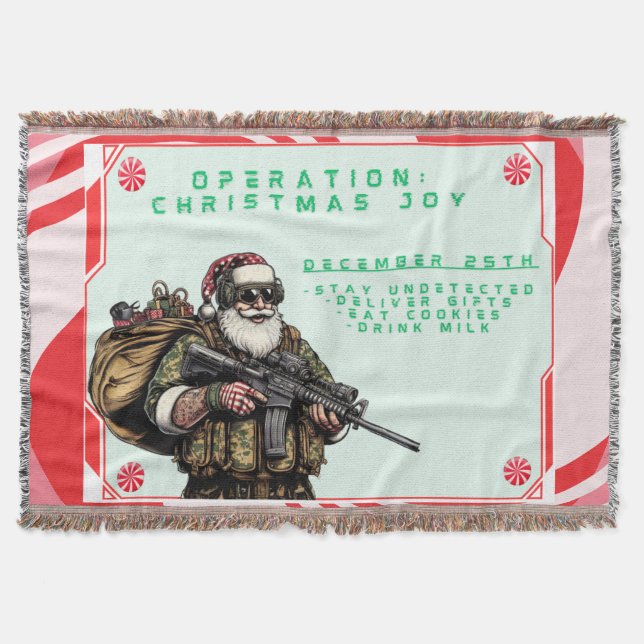 Funny Military/Christmas Santa Throw Blanket (Front)