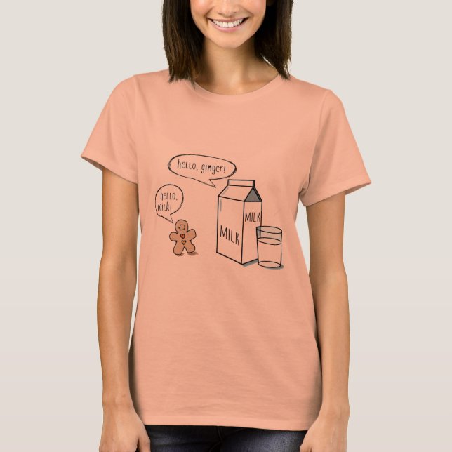 Funny Milk & Ginger Kids White T w/ Blue Sleeve T-Shirt (Front)