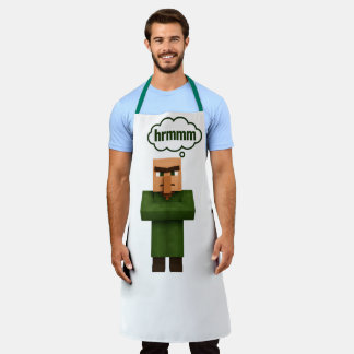 Funny Minecraft Villager Apron – Pixel Art “Hrmmm”