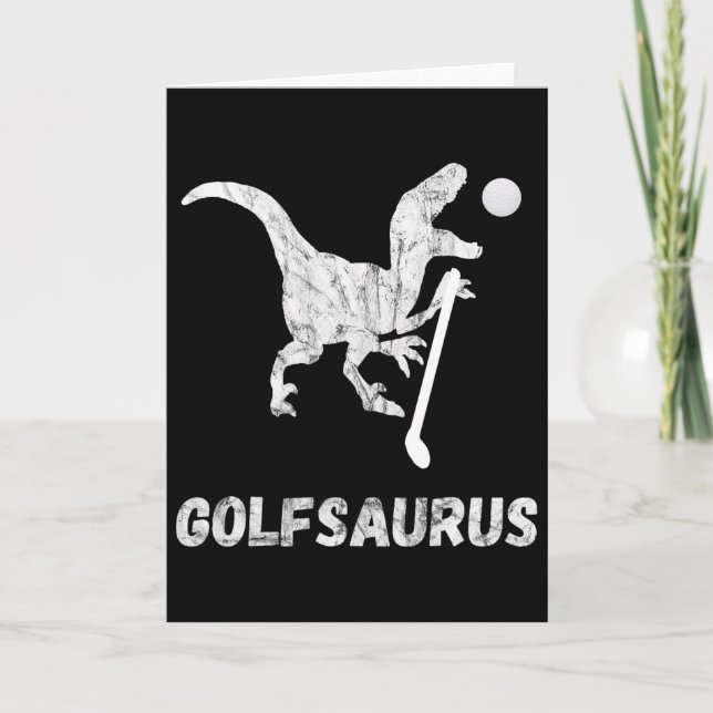 Funny Mini Golf Player Golf Dinosaur Golfer T-rex  Card (Front)