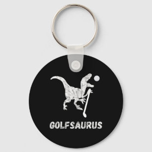 Funny Mini Golf Player Golf Dinosaur Golfer T-rex Key Ring