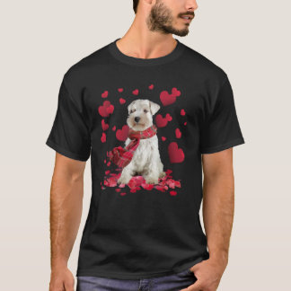 Funny Miniature Schnauzer Hearts Scarf Valentine's T-Shirt