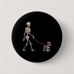 Funny Miniature Schnauzer Skeleton Dog Walking 6 Cm Round Badge