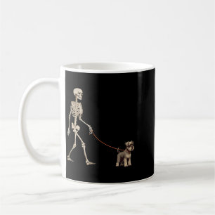 Funny Miniature Schnauzer Skeleton Dog Walking Coffee Mug