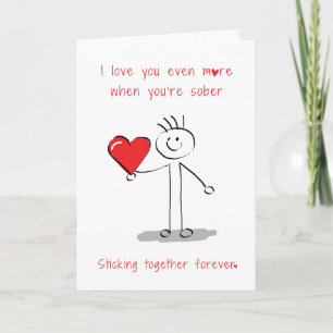 Funny Minimal Stickman Valentine's Day Sobriety Card