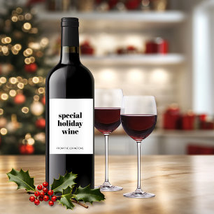 Funny Minimalist Christmas Humour Holiday Wine Label