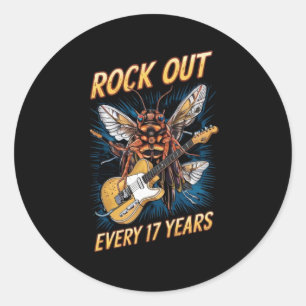 funny minimalist cicada classic round sticker