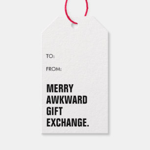 Funny Minimalist Merry Awkward Gift Exchange Gift Tags