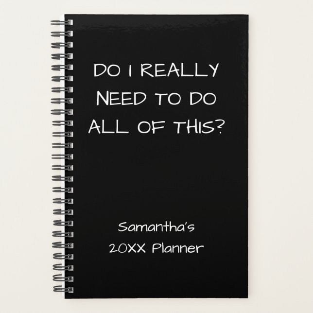 Funny Minimalist Name Year Template Black Small Planner (Front)