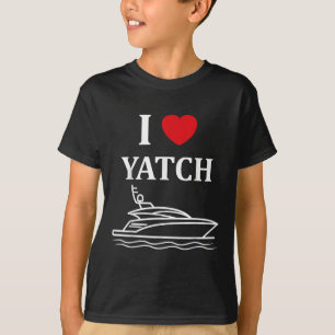 Funny Minimalist Yacht Simple Boat I Love Yacht T-Shirt