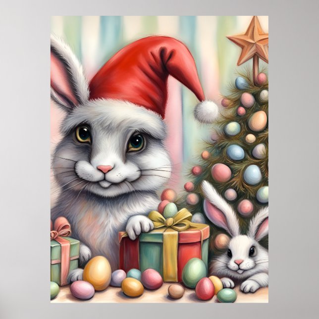 Funny Misfit Easter Christmas Rabbits Poster (Front)