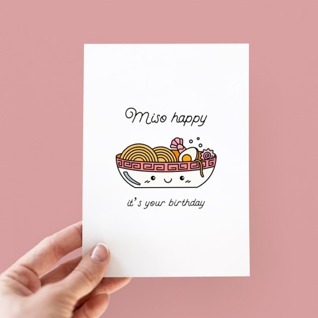 Funny Miso Ramen Birthday Flat Card (Creator Uploaded)
