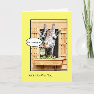 Funny Missing You, Cute Giraffe Through Window Card