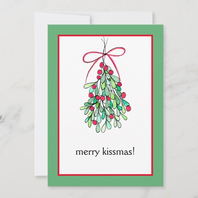 Funny Mistletoe Merry Kissmas Christmas Holiday Card (Front)