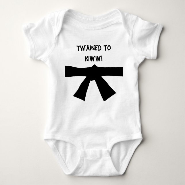 Funny Mixed Martial Arts Karate Black Belt Baby Bodysuit (Front)