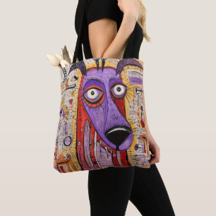 Funny Mixed Media Dog Animal Pet Tote Bag