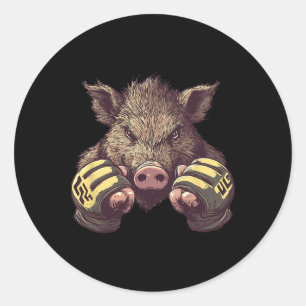 Funny Mma Boar - Cage Fighter And Martial Arts Box Classic Round Sticker