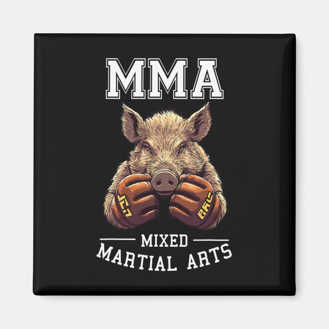 Funny Mma Boar Thai Boxing Cage Fighting  Magnet (Front)