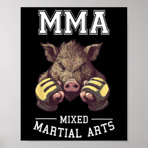 Funny Mma Boar - Thai Boxing Cage Fighting  Poster