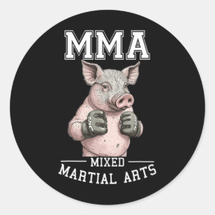 Funny Mma Pig - Thai Boxing Cage Fighting  Classic Round Sticker