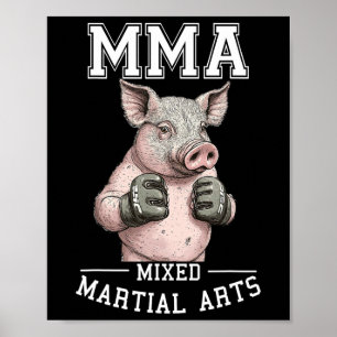 Funny Mma Pig - Thai Boxing Cage Fighting Poster