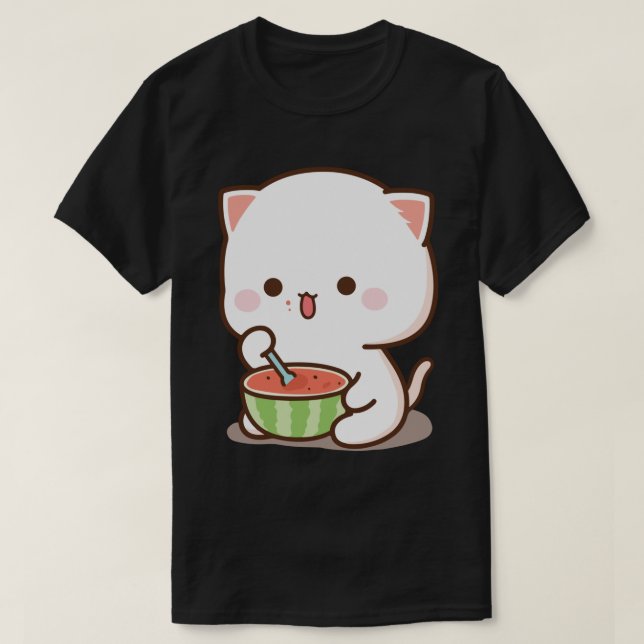 Funny mochi mochi peach cat Sticker.png T-Shirt (Design Front)