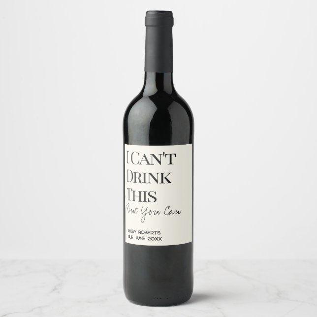 Funny Modern Baby Reveal Pregnancy Announcement  Wine Label (Front)