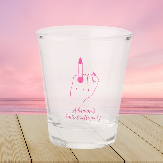 Funny Modern Bachelorette Party Bride Ring Finger Shot Glass (Funny Modern Bachelorette Party Bride Ring Finger Shot Glass)