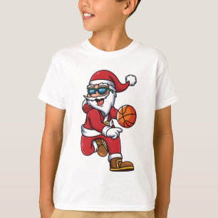 Funny Modern Basketball Santa Christmas Holidays T-Shirt