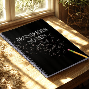 Funny Modern Black and White Personalized Name Notebook