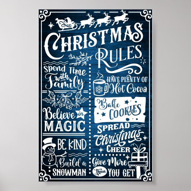 Funny Modern Christmas Rules Poster Sign (Front)