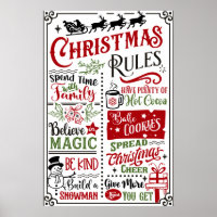 Funny Modern Christmas Rules Poster Sign