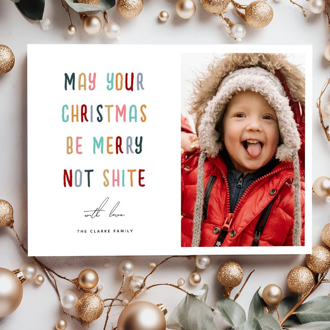 Funny Modern Colourful Photo Merry Christmas Holiday Card (Creator Uploaded)